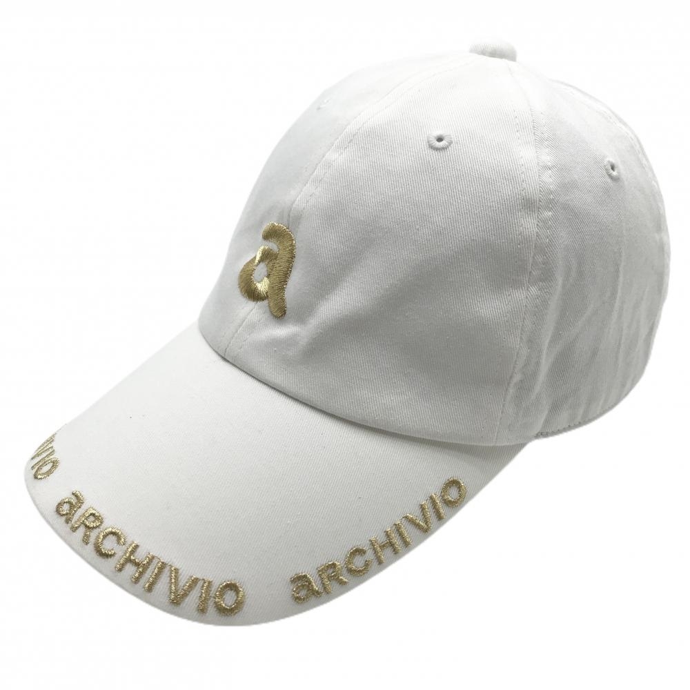 【超美品】アルチビオ キャップ 白 ロゴゴールド   ゴルフウェア 2024年モデル archivio