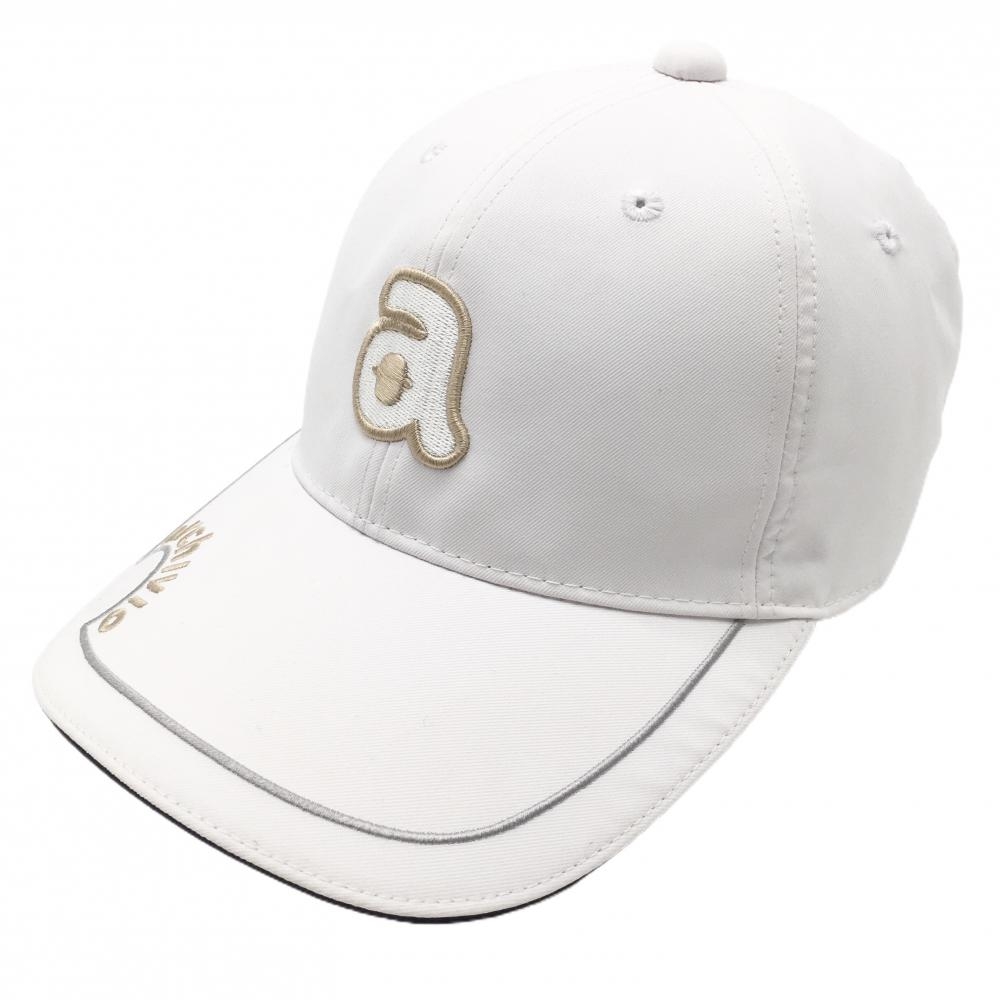 【美品】アルチビオ キャップ 白×ベージュ マーカー取付可 ロゴ刺しゅう  ゴルフウェア archivio