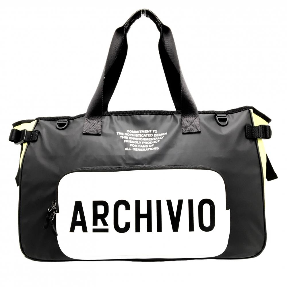 アルチビオ ロッカーバッグ 黒×白×ライトグリーン ビッグトート 内外ポケット付 ゴルフ archivio