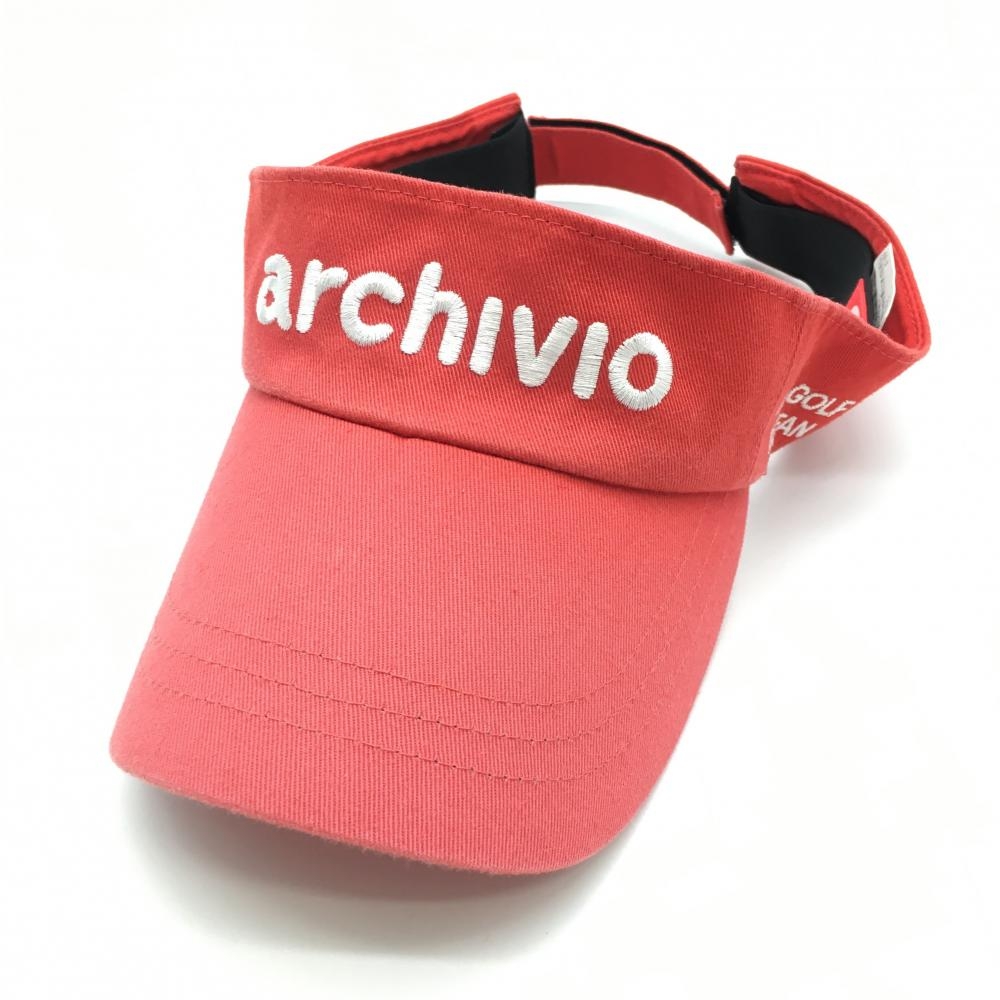 アルチビオ サンバイザー レッド×白 ロゴ刺しゅう コットン100％ ゴルフウェア archivio