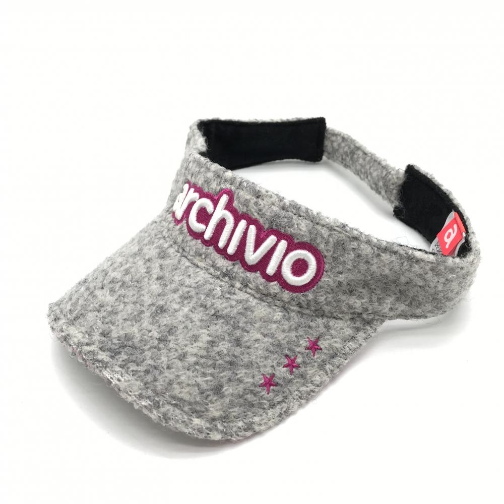 アルチビオ サンバイザー グレー×白 ロゴ刺しゅう ボア  ゴルフウェア archivio