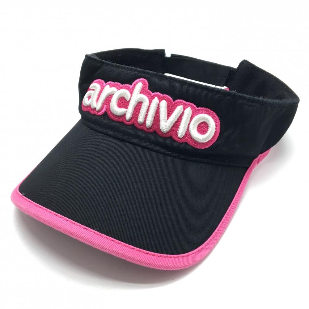 【美品】アルチビオ サンバイザー 黒×ピンク 立体ロゴ    ゴルフウェア archivio