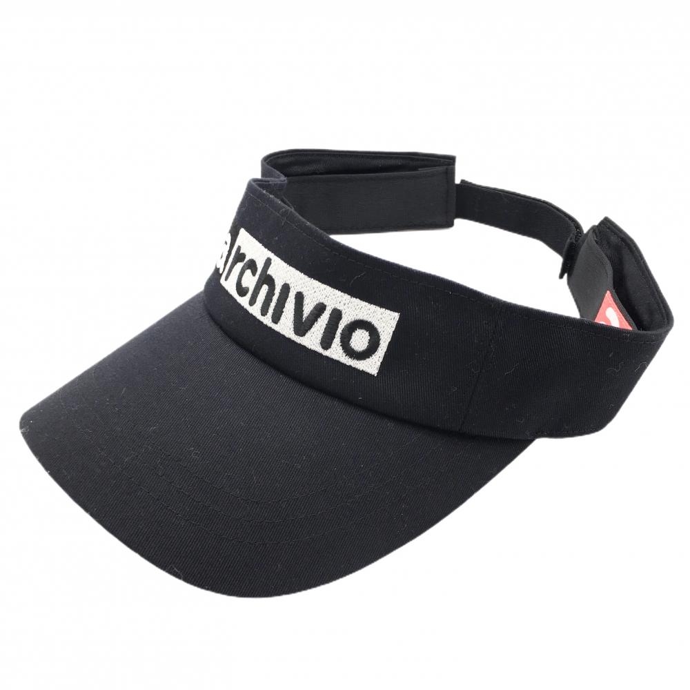 【超美品】アルチビオ サンバイザー 黒×白 ロゴ刺しゅう   ゴルフウェア archivio