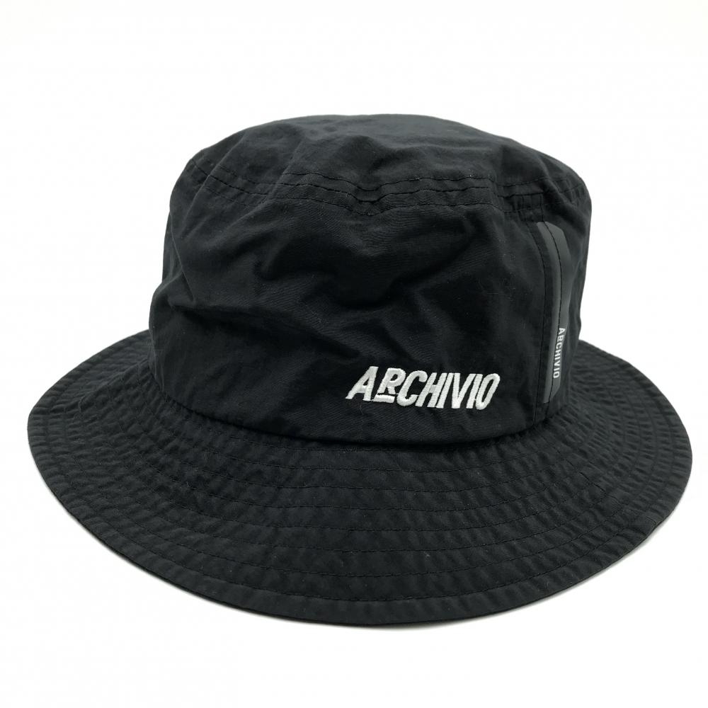 アルチビオ ナイロンバケットハット 黒 ロゴ白    ゴルフウェア archivio