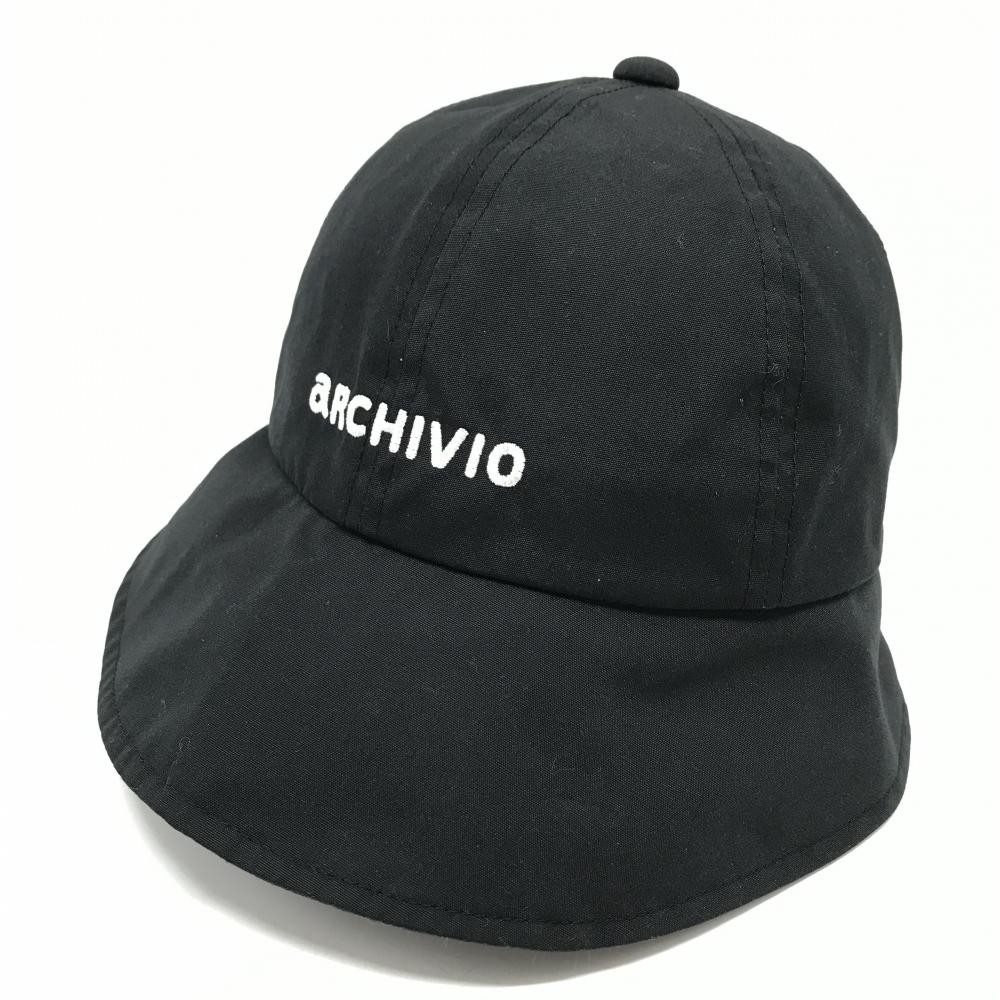 【超美品】アルチビオ つば広キャップ 黒 コットン混 ロゴ刺しゅう   ゴルフウェア 2025年モデル archivio