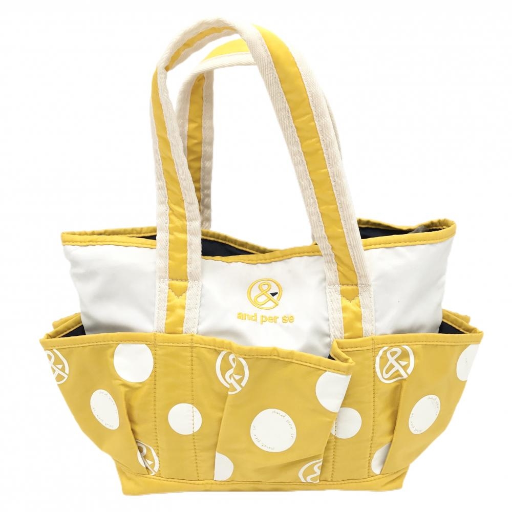 アンパスィ カートバッグ イエロー×白 ドット 内外ポケットゴルフ and per se