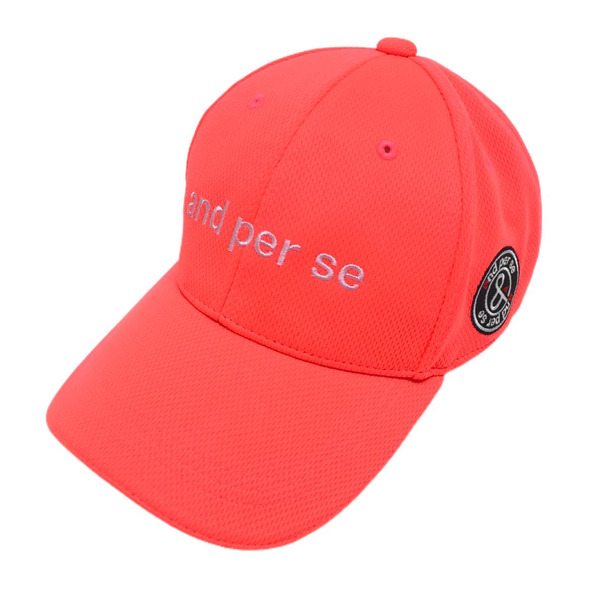 【超美品】アンパスィ キャップ ネオンオレンジ ロゴ刺しゅう    ゴルフウェア and per se