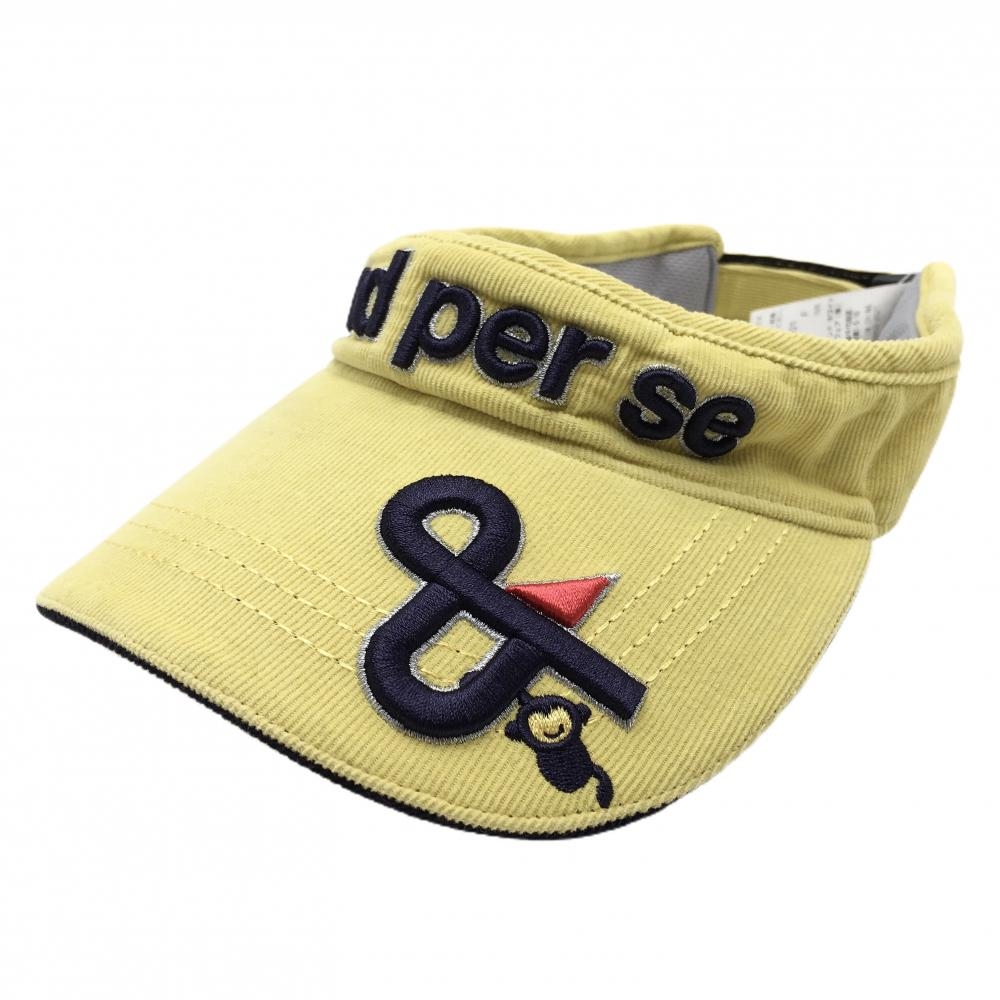 アンパスィ サンバイザー イエロー×黒 コーデュロイ 立体ロゴ F  ゴルフウェア and per se