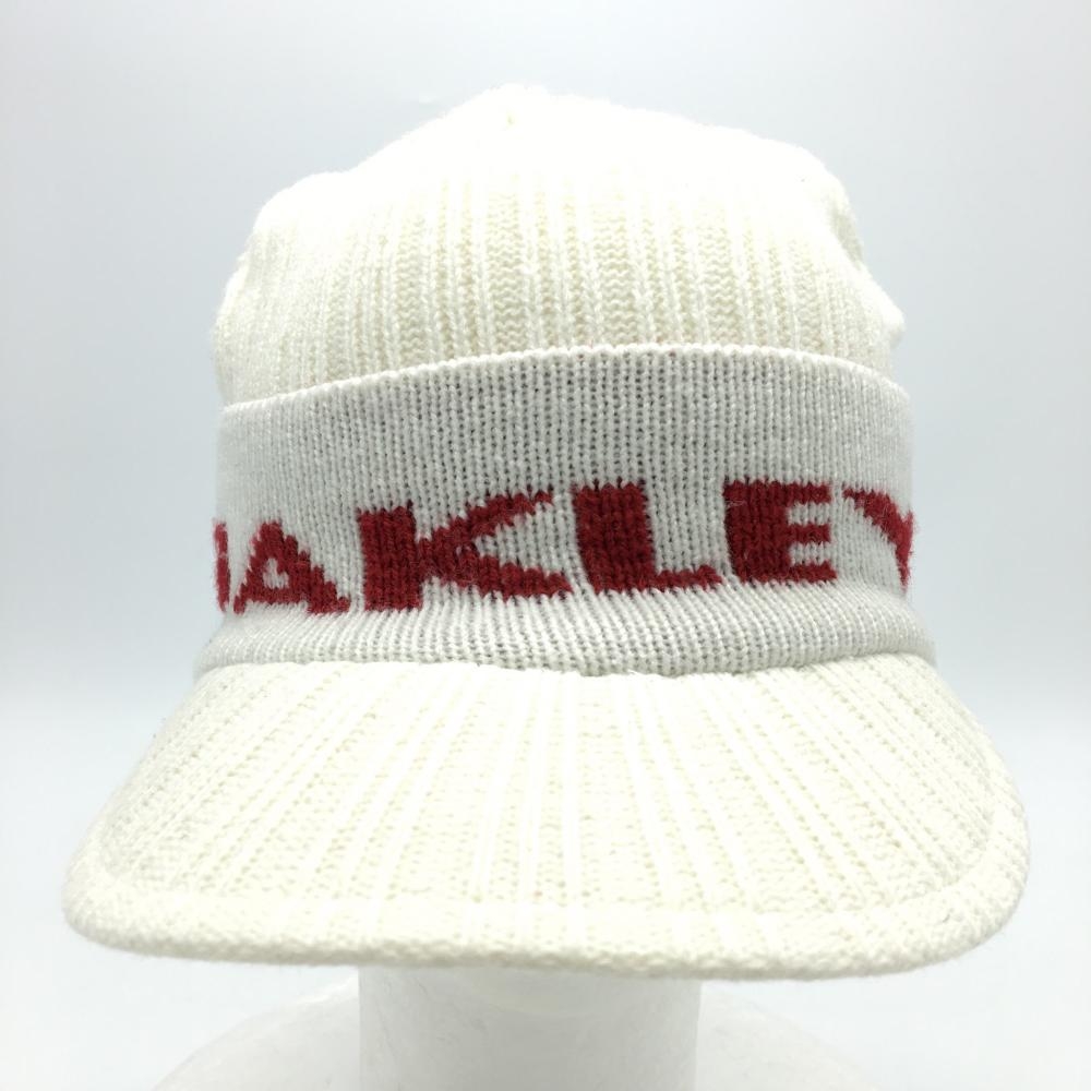 Oakley オークリー ニットキャップ 白×レッド ロゴ  ゴルフウェア