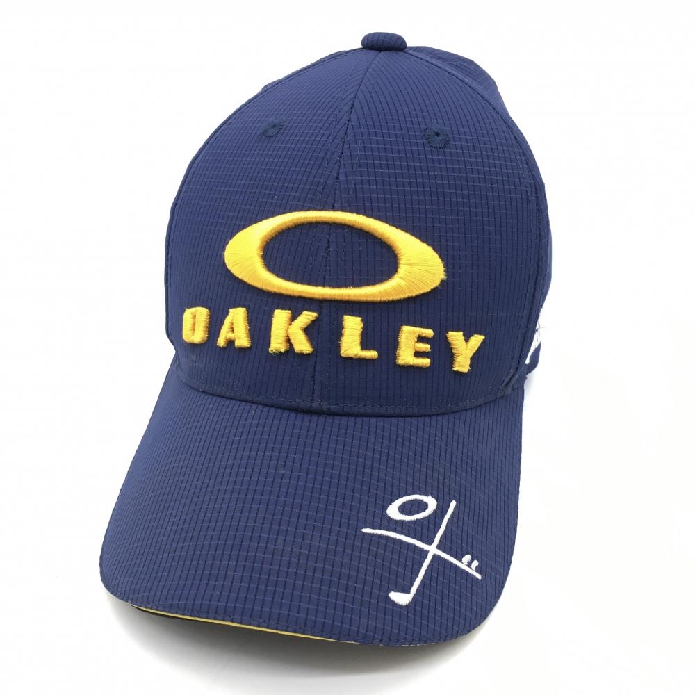 オークリー キャップ ネイビー×イエロー メッシュ 立体ロゴ刺しゅう ゴルフウェア Oakley