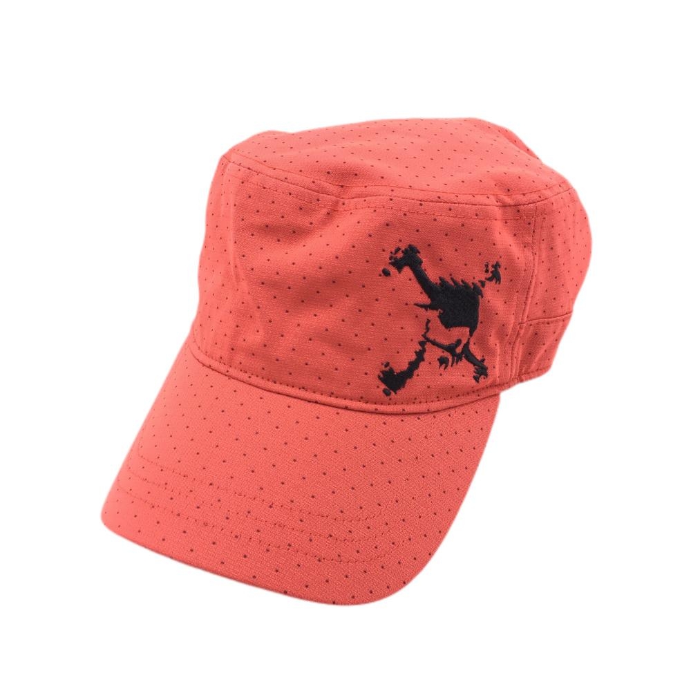 【超美品】オークリー ワークキャップ ピンクオレンジ×黒 ドット総柄 ロゴ刺しゅう  表記なし ゴルフウェア Oakley