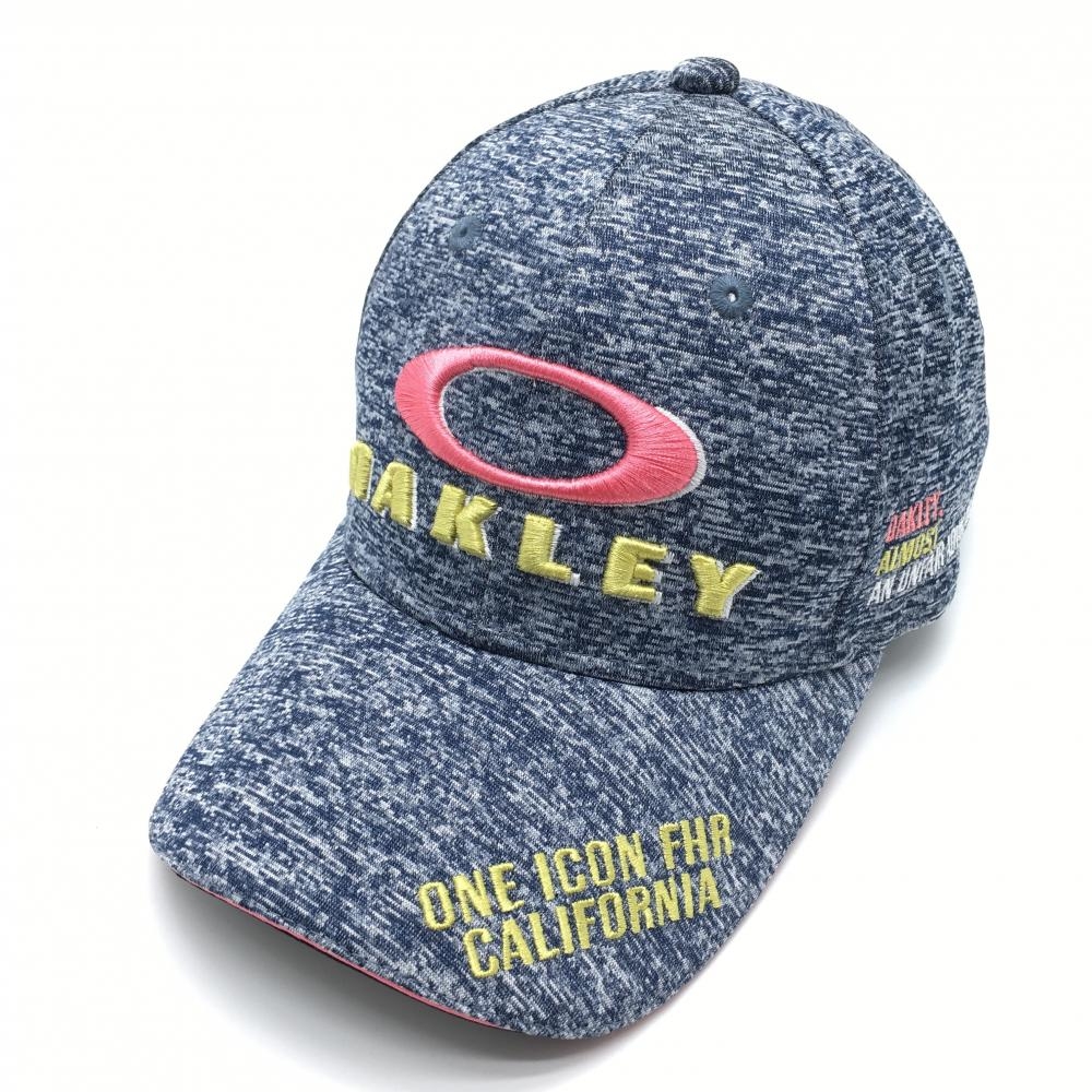 【超美品】オークリー キャップ 杢ネイビー ロゴピンク刺しゅう  ゴルフウェア Oakley