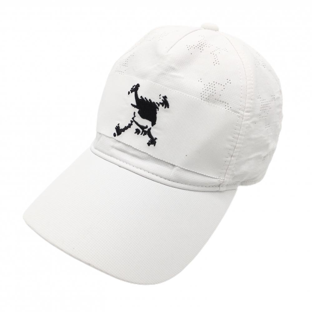 【超美品】オークリー キャップ 白×黒 ロゴパンチング 刺しゅう  ゴルフウェア Oakley