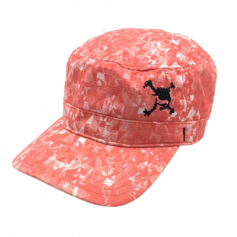 【美品】オークリー ワークキャップ レッドオレンジ×白 総柄 スカル　   ゴルフウェア Oakley