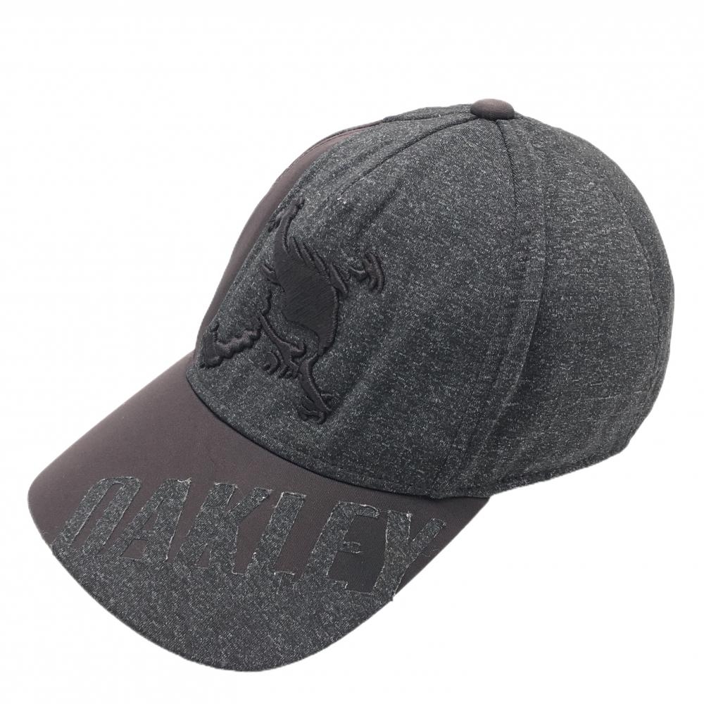 オークリー キャップ 黒×杢ダークグレー 立体ロゴ   ゴルフウェア Oakley