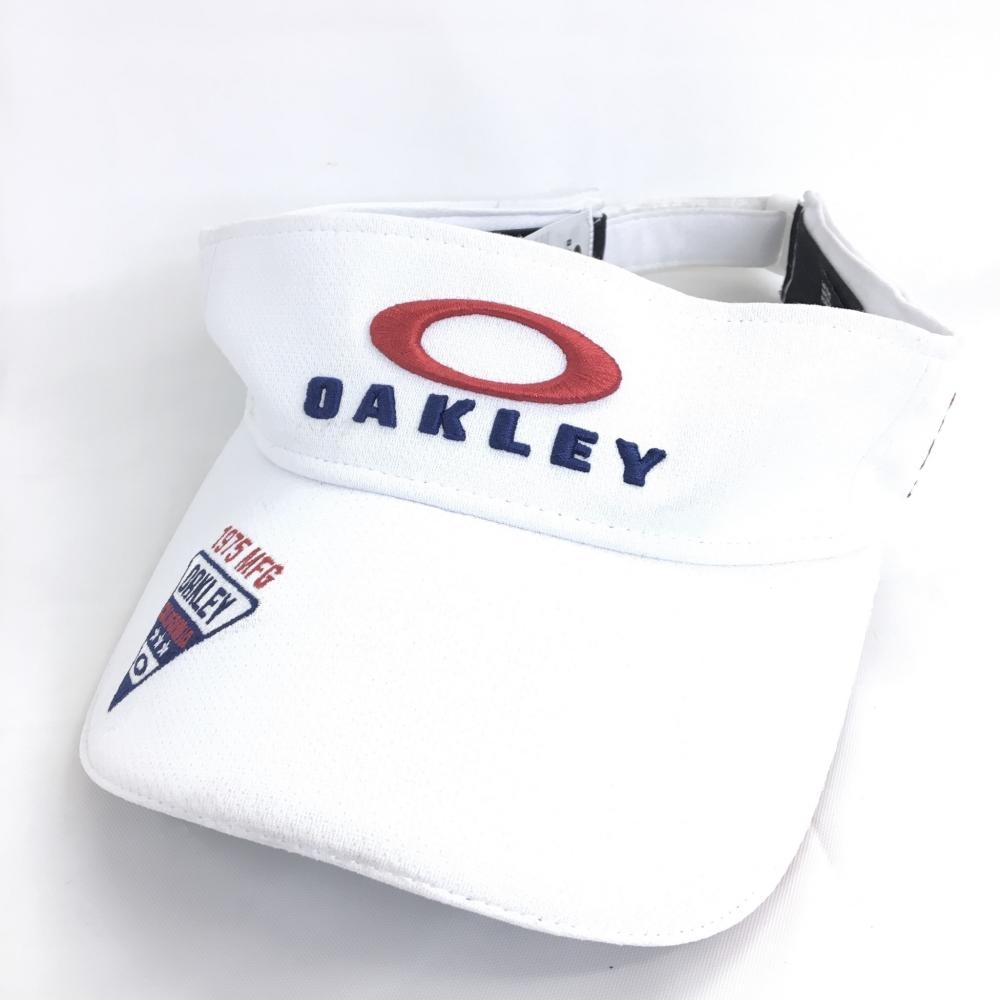 Oakley オークリー サンバイザー 白×レッド 立体ロゴ刺しゅう 58㎝ ゴルフウェア