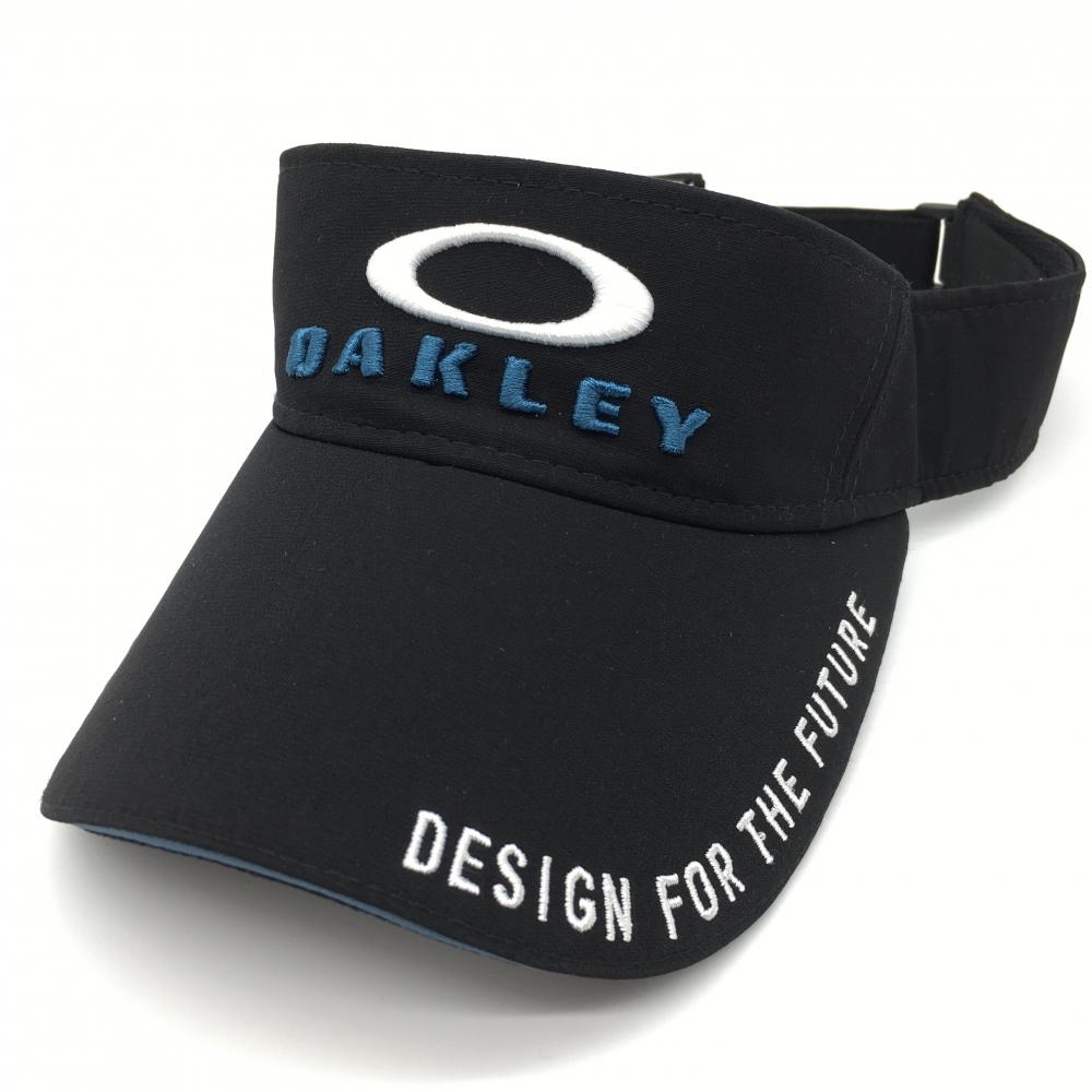 【超美品】オークリー サンバイザー 黒×白  立体ロゴ刺しゅう ゴルフウェア Oakley