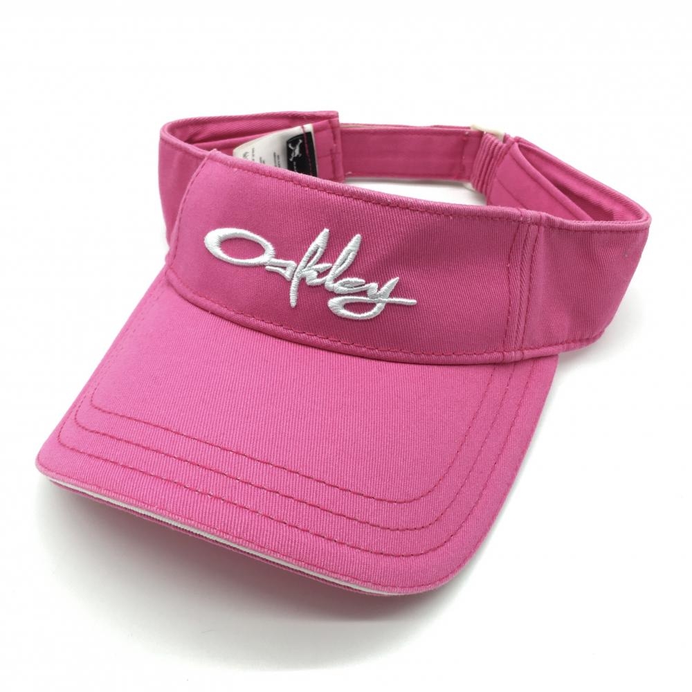 オークリー サンバイザー ピンク×白 立体ロゴ刺しゅう  ゴルフウェア Oakley