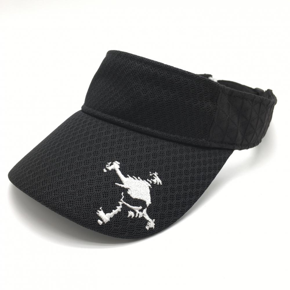 【超美品】オークリー サンバイザー 黒×白 地模様 ロゴ刺しゅう   ゴルフウェア Oakley