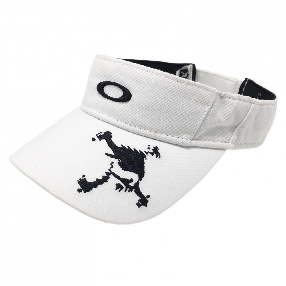 オークリー サンバイザー 白×黒 ロゴ刺しゅう   ゴルフウェア Oakley