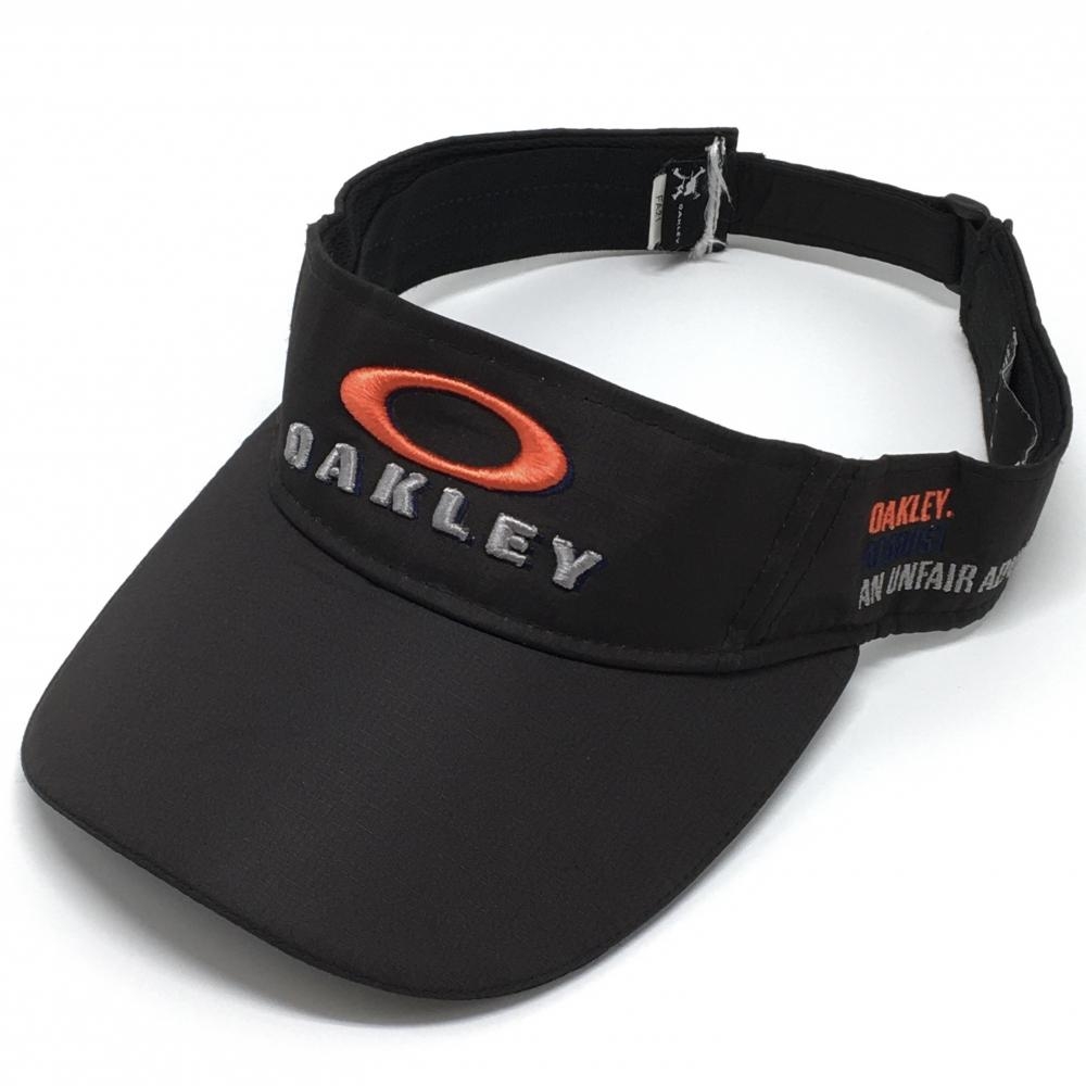 【美品】オークリー サンバイザー 黒×オレンジ ロゴ刺しゅう   ゴルフウェア Oakley