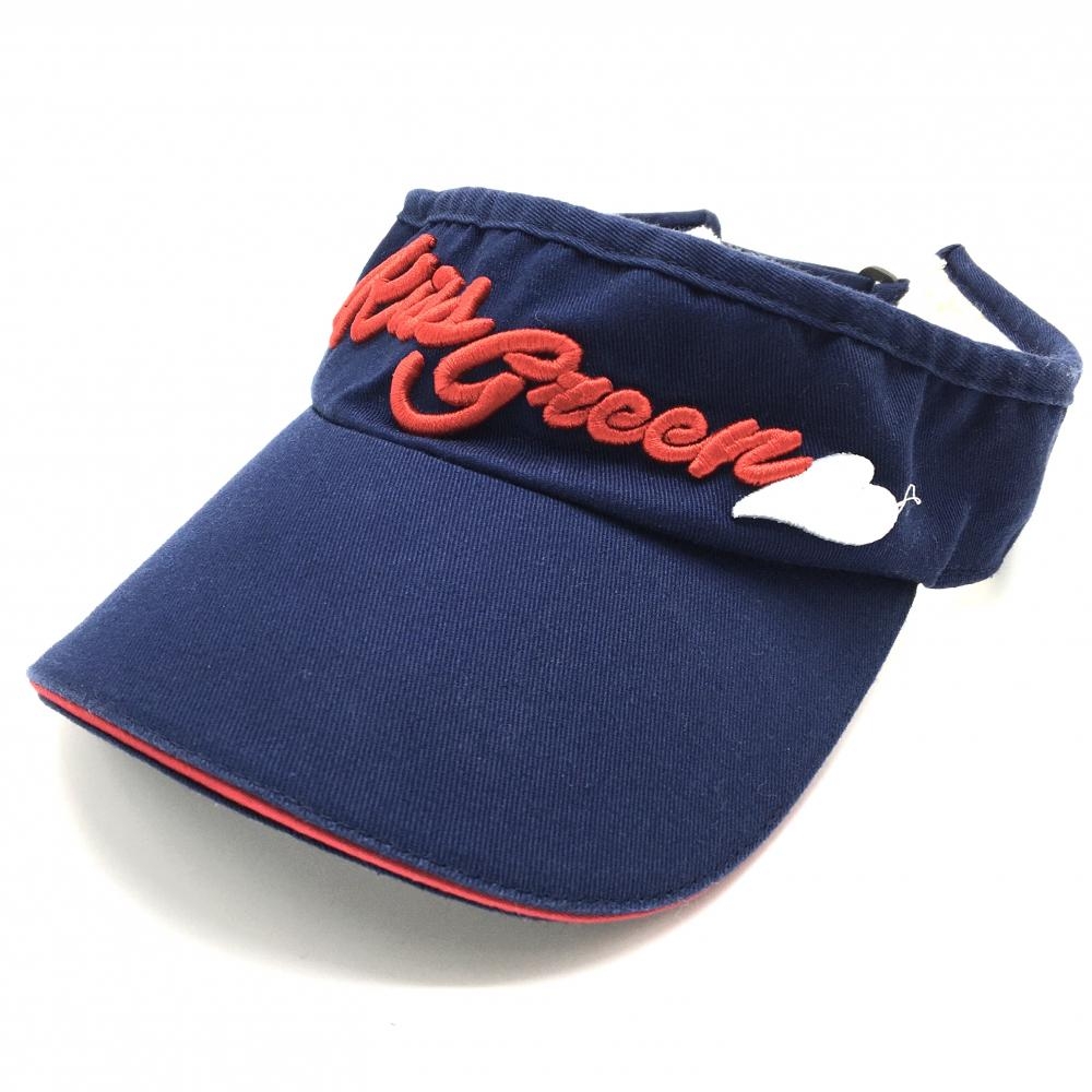 キスオンザグリーン サンバイザー ネイビー×レッド 立体ロゴ フリー   ゴルフウェア kiss on the green
