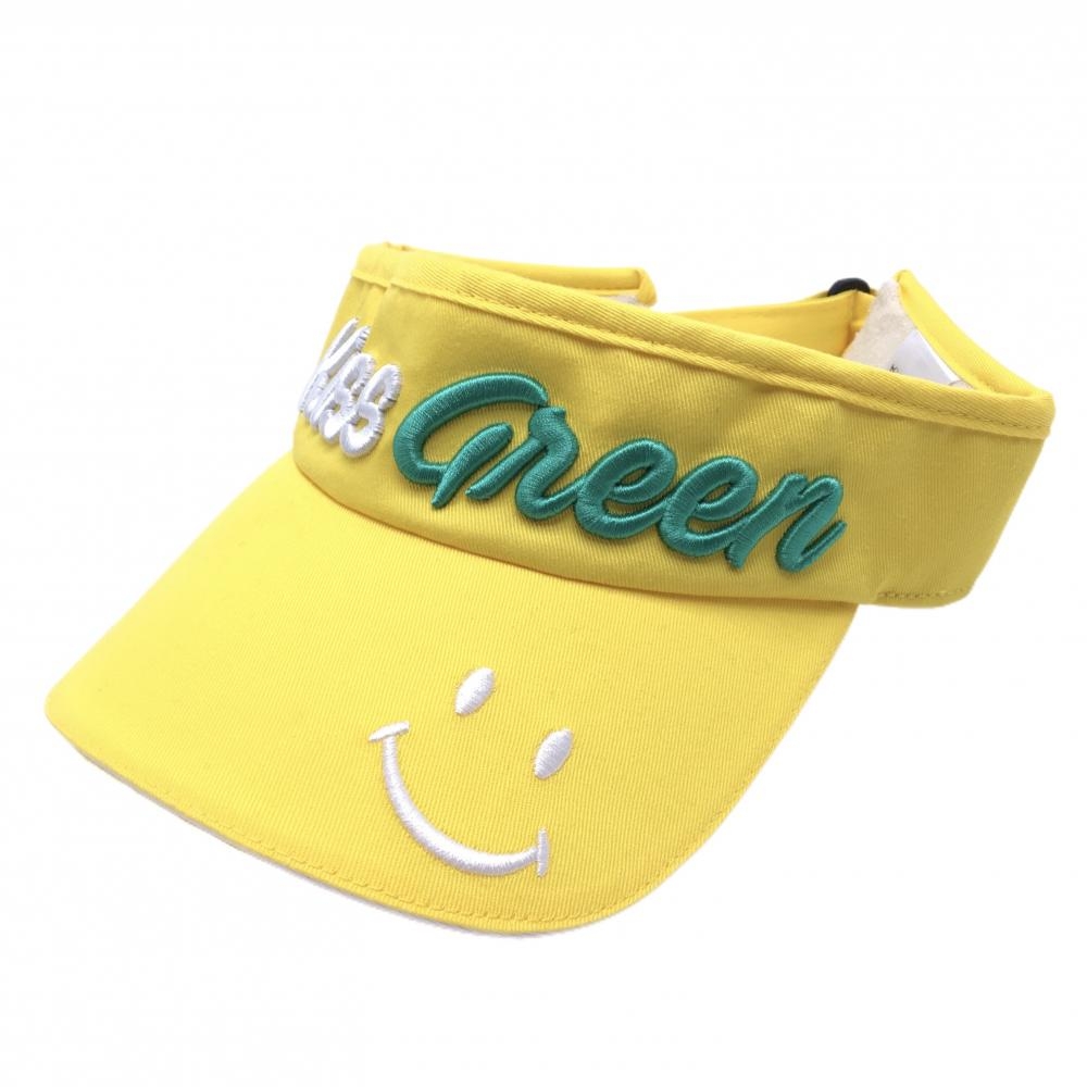 【超美品】キスオンザグリーン サンバイザー イエロー ロゴ刺しゅう  フリー   ゴルフウェア kiss on the green