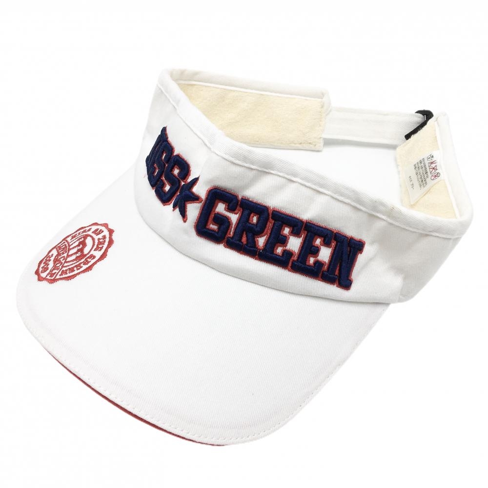 キスオンザグリーン サンバイザー 白×ネイビー 立体ロゴ フリー   ゴルフウェア kiss on the green
