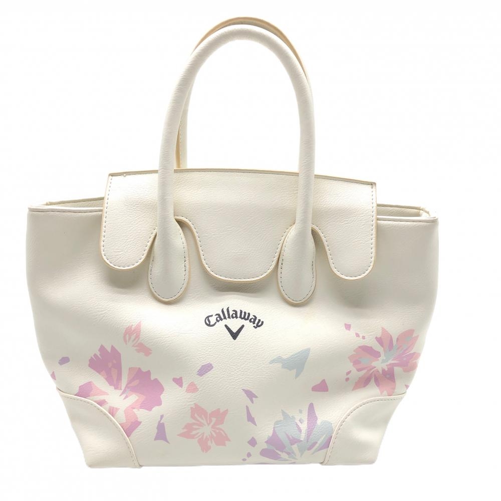 キャロウェイ カートバッグ 白×ピンク 一部花柄 内ポケット付ゴルフ Callaway