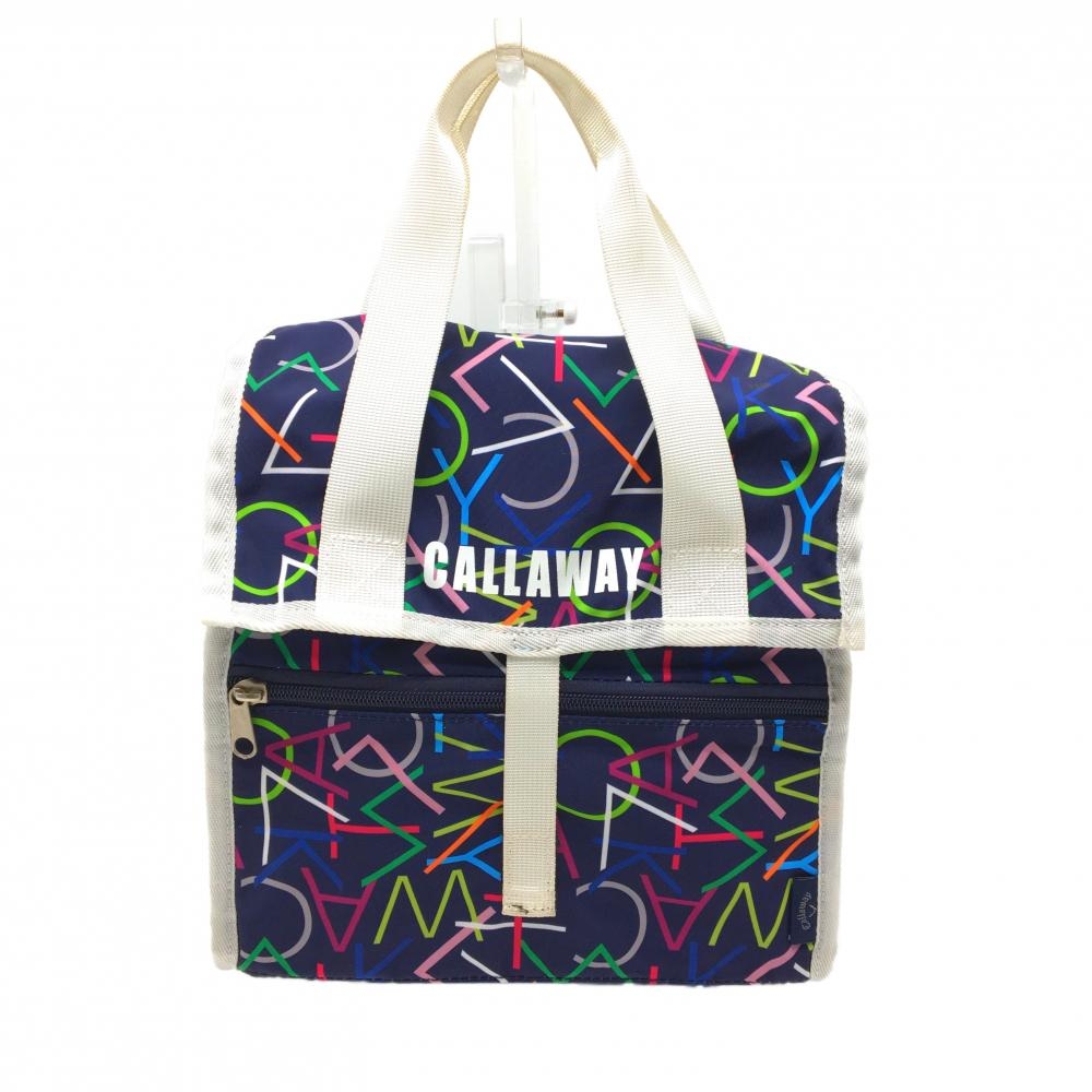 キャロウェイ 保冷カートバッグ ネイビー×マルチカラー 総柄 内外ポケットゴルフ Callaway