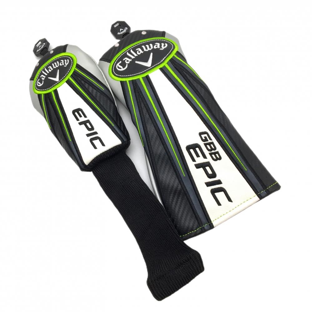 【美品】キャロウェイ ヘッドカバー2点セット(FW UT) 黒×ライトグリーン EPICゴルフ Callaway