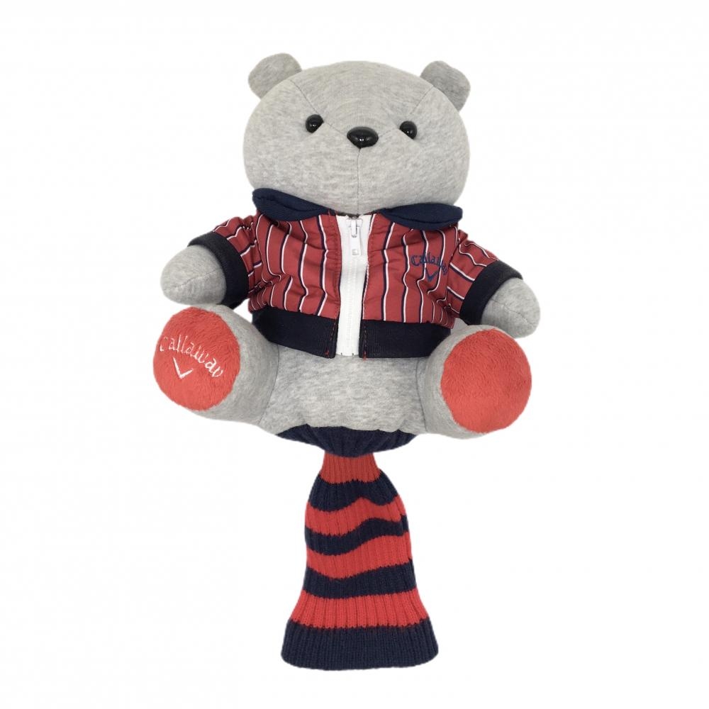 キャロウェイ ヘッドカバー(DR) 杢グレー×レッド ベア ぬいぐるみ ゴルフ Callaway