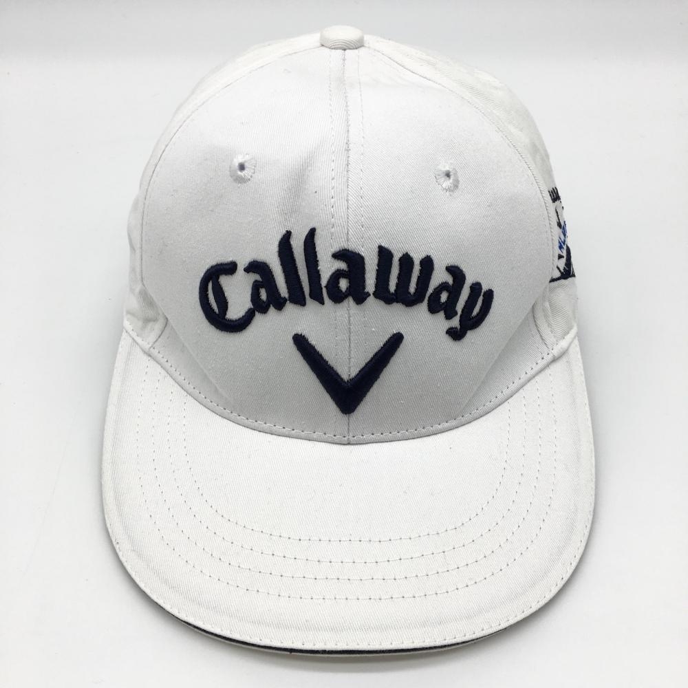 【美品】Callaway キャロウェイ キャップ 白×ネイビー ロゴ刺しゅう ALOHA FR ゴルフウェア
