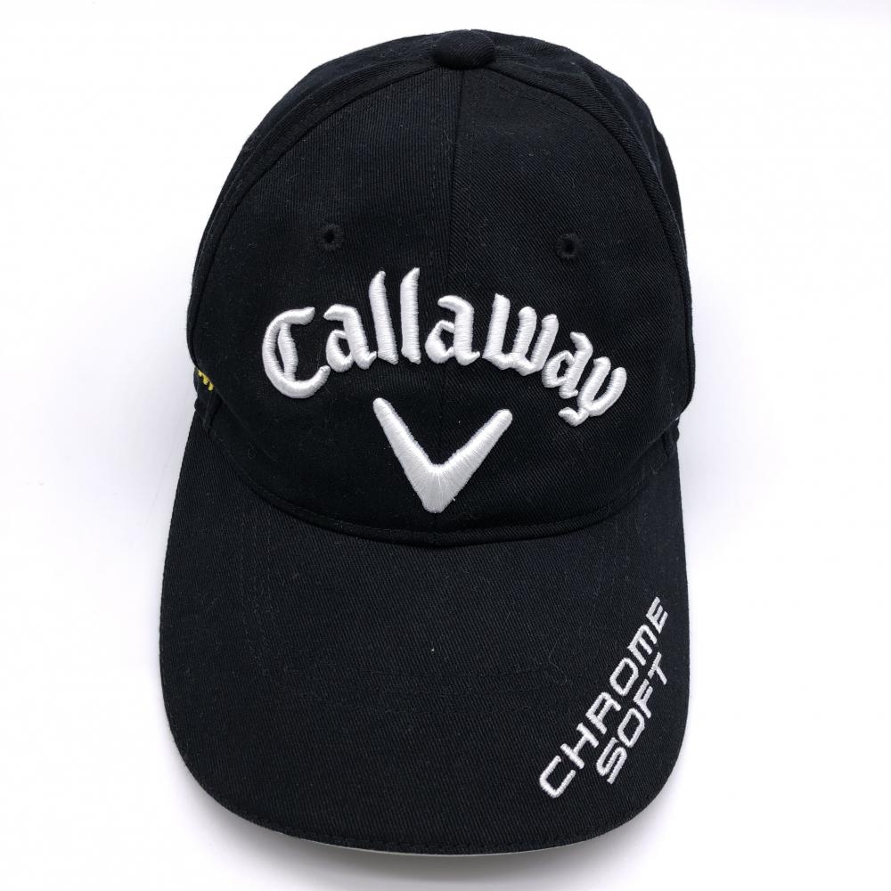 【美品】Callaway キャロウェイ キャップ 黒×白 コットン100％ 立体ロゴ刺しゅう FR ゴルフウェア