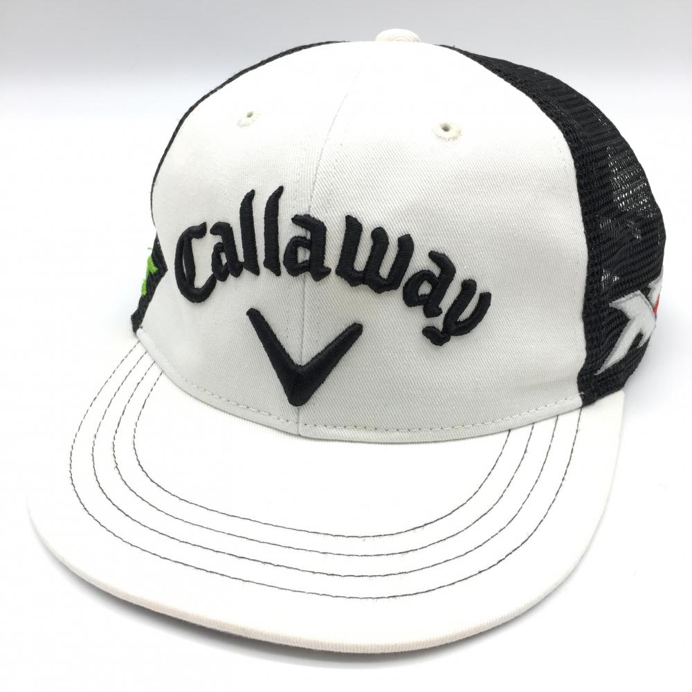 キャロウェイ メッシュフラットキャップ 白×黒 ODYSSEY FR ゴルフウェア Callaway