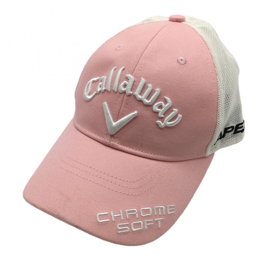 キャロウェイ メッシュキャップ ピンク×白 ロゴ刺しゅう  FR ゴルフウェア 2022年モデル Callaway