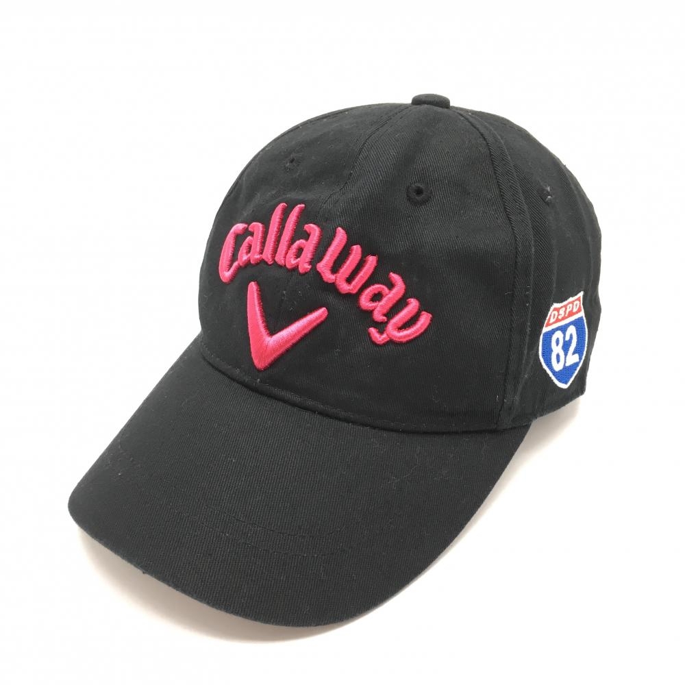 【美品】キャロウェイ キャップ 黒×ピンク ロゴ刺しゅう FR ゴルフウェア Callaway