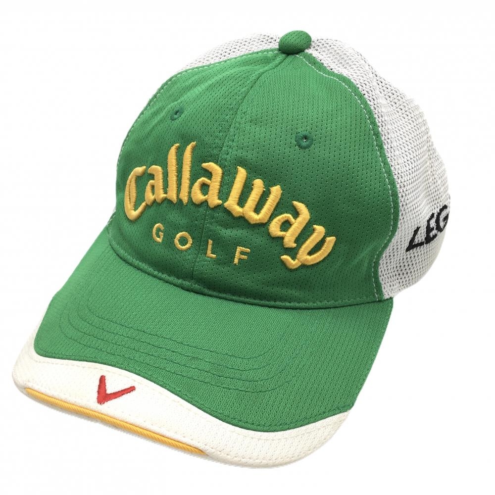 キャロウェイ キャップ グリーン×白 立体ロゴ刺しゅう 後ろメッシュ素材 フリー  ゴルフウェア Callaway