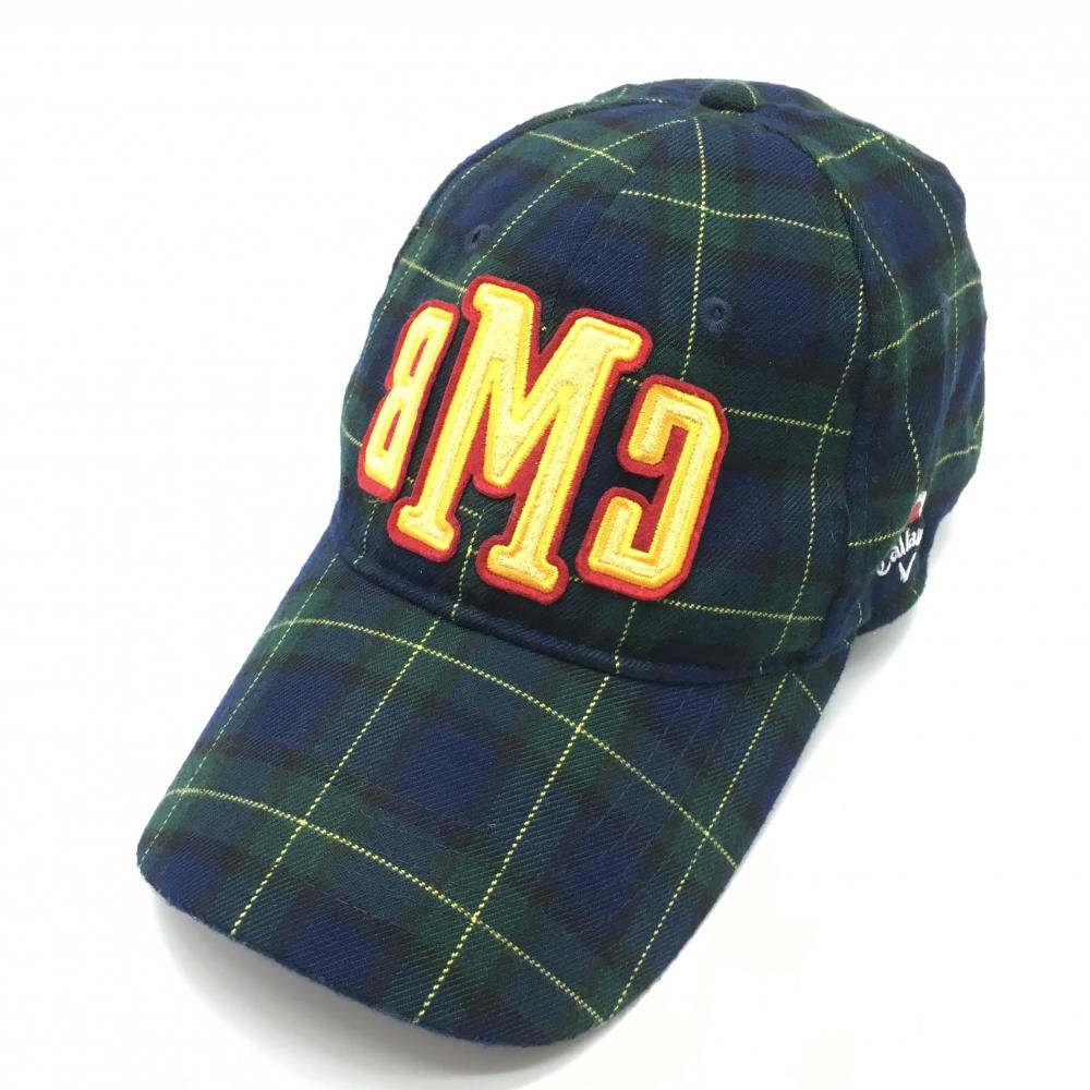 キャロウェイ キャップ グリーン×ネイビー×イエロー チェック ワッペン  FR  ゴルフウェア Callaway