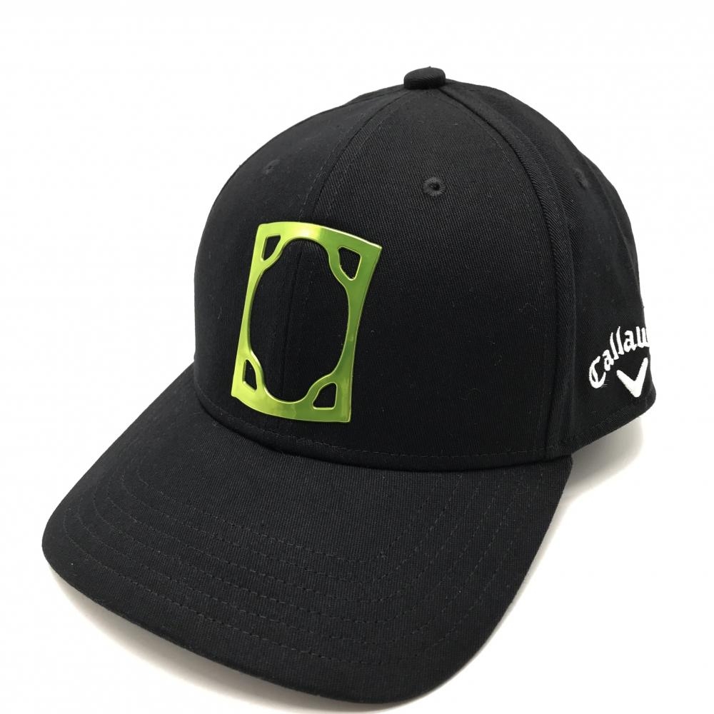 【美品】キャロウェイ キャップ 黒×ライトグリーン ロゴ刺しゅう FR  ゴルフウェア Callaway