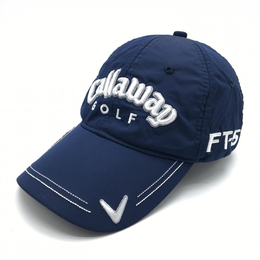 【美品】キャロウェイ×ニューエラ キャップ ネイビー×白 立体ロゴ刺しゅう ONE SIZE FITS ALL  ゴルフウェア Callaway