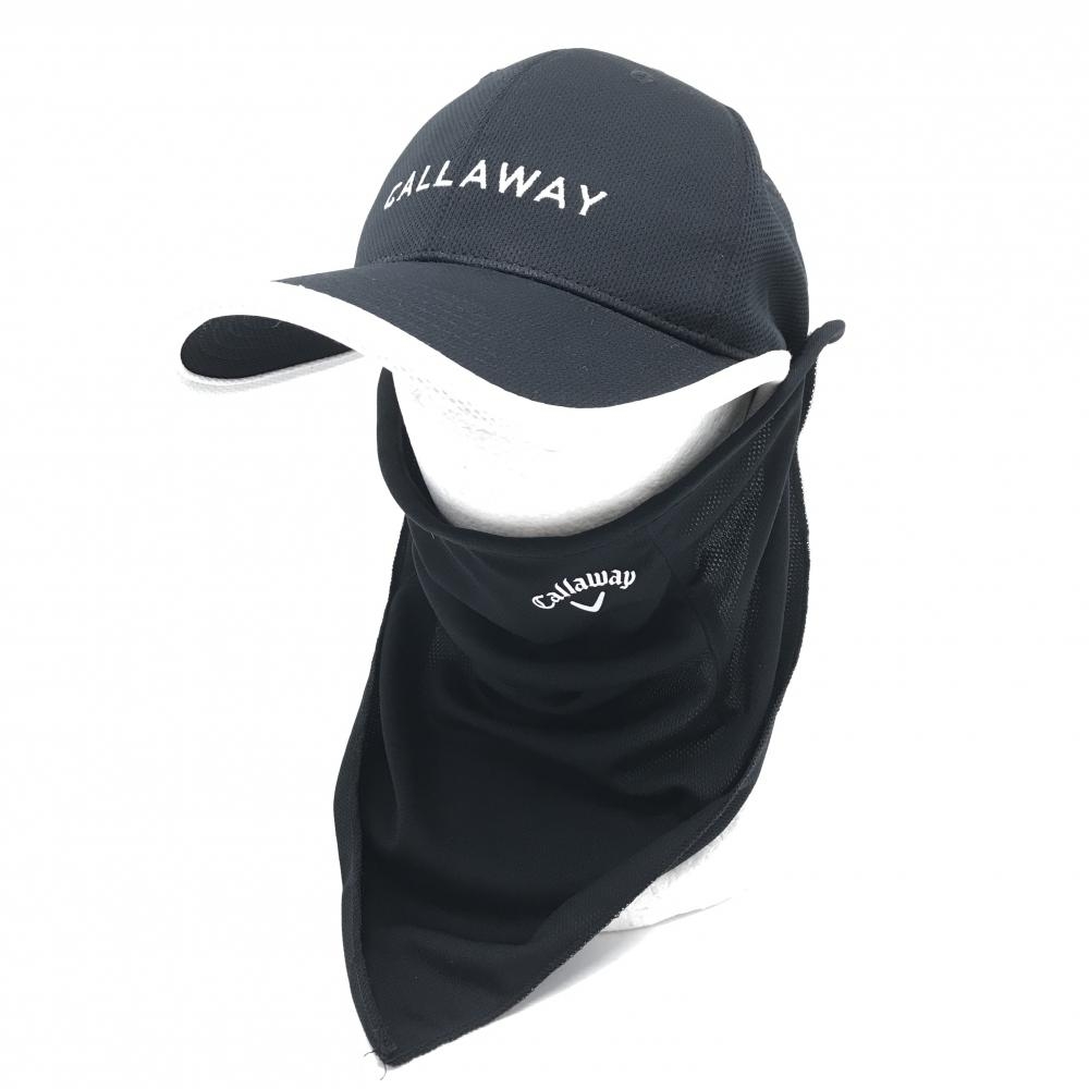 キャロウェイ キャップ 黒×白 フェイスガード付 ロゴ刺しゅう   ゴルフウェア Callaway