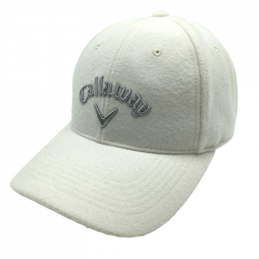 キャロウェイ キャップ 白×シルバー 起毛 立体ロゴ刺しゅう  FR   ゴルフウェア Callaway