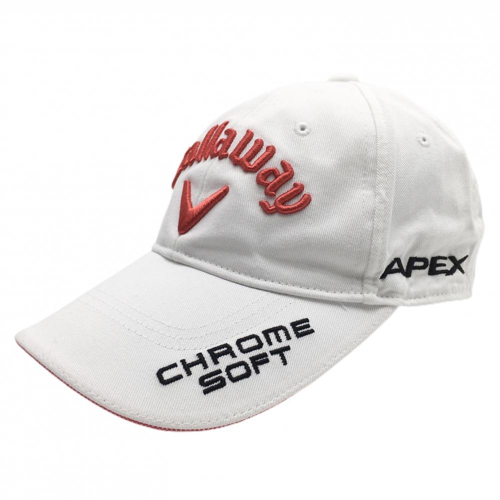 【美品】キャロウェイ キャップ 白×レッド 立体ロゴ刺しゅう ODYSSEY FR   ゴルフウェア Callaway