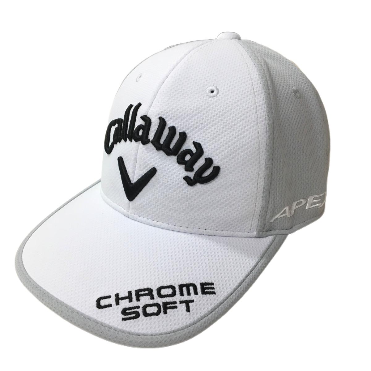 【超美品】キャロウェイ キャップ 白×ライトグレー 立体ロゴ刺しゅう FR   ゴルフウェア Callaway
