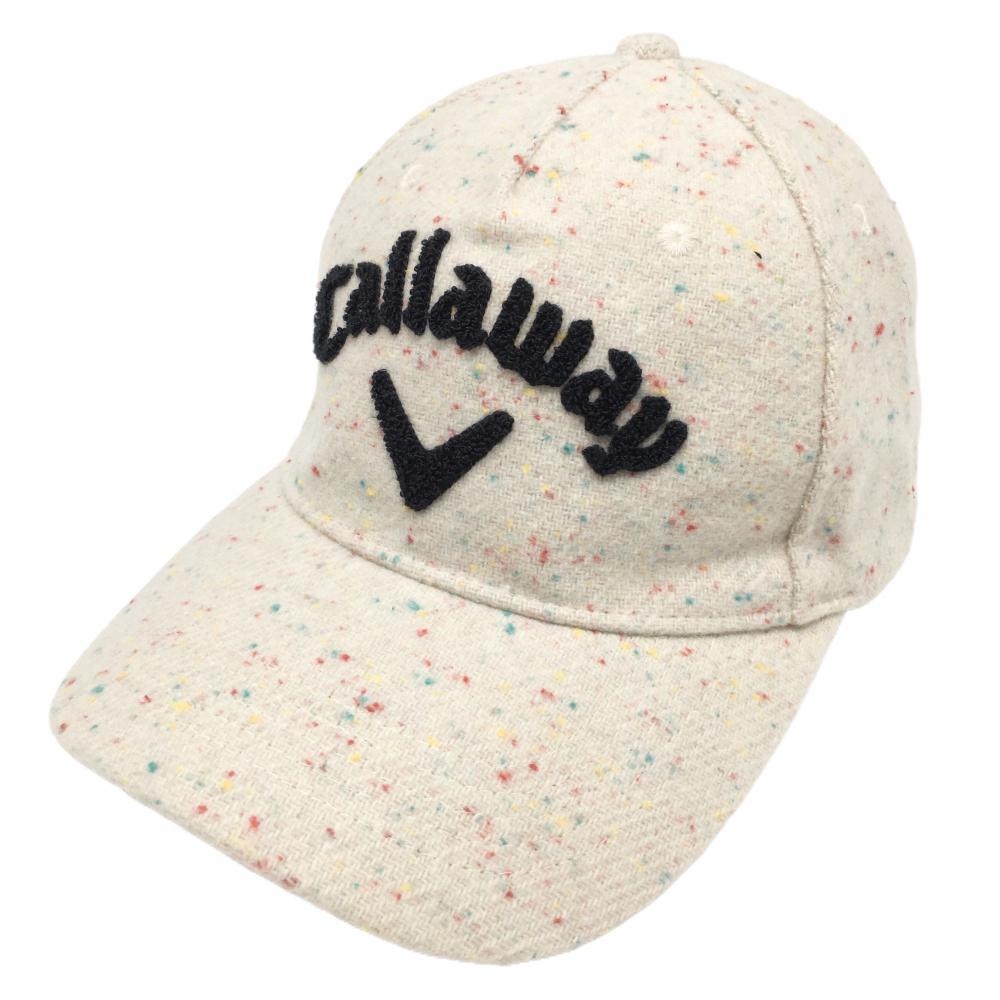 【新品】キャロウェイ キャップ ライトベージュ×レッド 総柄 パイル地ロゴ FR   ゴルフウェア Callaway