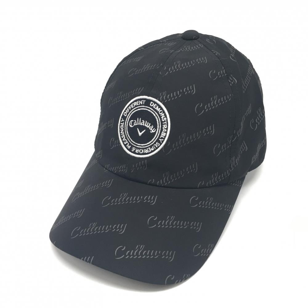 【美品】キャロウェイ キャップ 黒×グレー ロゴ総柄 ワッペン   ゴルフウェア Callaway