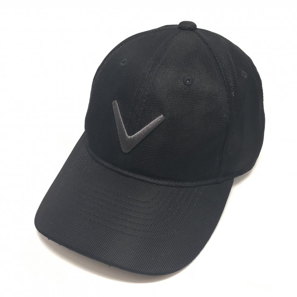 【美品】キャロウェイ メッシュキャップ 黒 立体ロゴ刺しゅう   ゴルフウェア Callaway