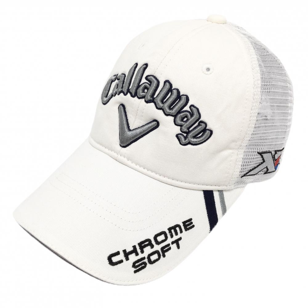 キャロウェイ メッシュキャップ 白×グレー ロゴ刺しゅう ODYSSEY FR   ゴルフウェア Callaway
