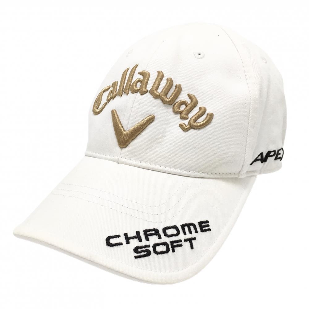 キャロウェイ キャップ 白×ゴールド 立体ロゴ FR   ゴルフウェア Callaway